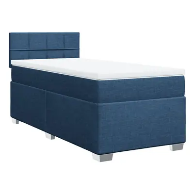 vidaXL Box Spring Bed with Mattress Bed Frame Bedstead Blue 100x200 cm Fabric