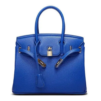 (blue) Women&apos;s Bag Litchi Pattern Trend Design With Buckle And Lock, Single Shoulder Bag , 