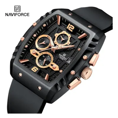 (Gold And Black, 260mm) NAVIFORCE Watch Men Original Waterproof Sports Quartz Chronoaraph Wirstw