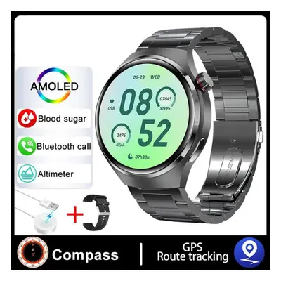 (black, steel) New Nfc Smart Watch Men Voice Calling Sport Watches Gt4 Pro Compass Gps Tracker W