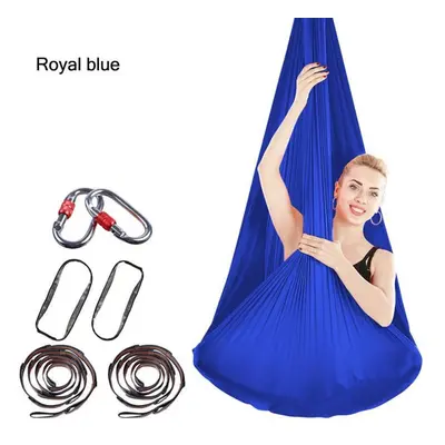 (royal blue) 4x2.8m Elastic Aerial Yoga Hammock Aerial Silk Yoga Swing Antigravity Yoga Belt Hom