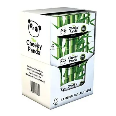 The Cheeky Panda 100% Plastic Free Bamboo Facial Tissue Flat Box, Pack of 12, Total Tissues