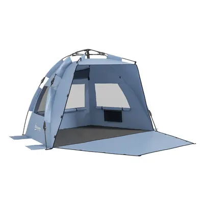 Outsunny Pop Up Beach Tent for Person with Carry Bag, UPF15+, Light Blue