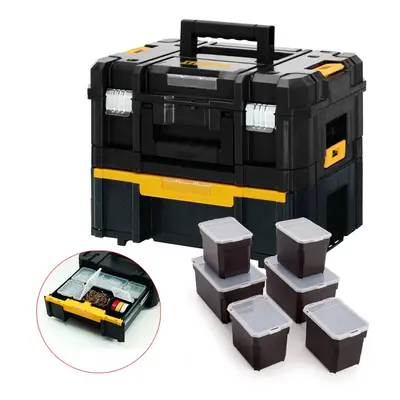 Dewalt DWST1-70703 TStak II + III DWST1-70705 Stackable Tool Boxes +6 Organisers