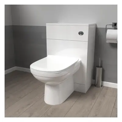 Nes Home 500mm WC Unit & Round Back To Wall Ceramic Toilet With Cistern