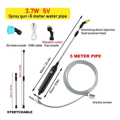 (as shown, 3.7W- 3M water pipe) Electric Sprayer Gun Garden Automatic Atomization 3/5/8m Usb Cha