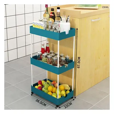 (blue, 38.5*22*67.5cm) 2/3/4 Tier Slim Storage Cart Kitchen Bathroom Organizer Shelf Mobile Shel