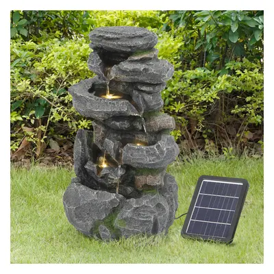 Outdoor Rock Waterfall Fountain with LED Lights