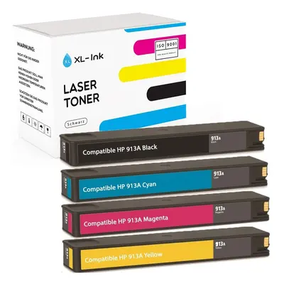 XL-Ink Compatible with HP 913A Pack of (CMYK: HP L0R95AE, F6T77AE, F6T78AE, F6T79AE. Capacity: x