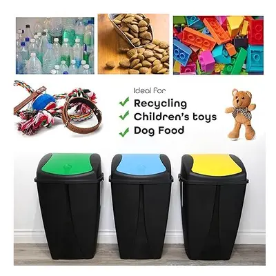 (70L) 3Pcs Plastic Flip Top Waste Bin with Removable Lid