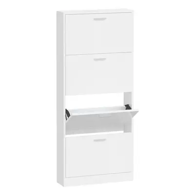 (High gloss white, x x cm (W x D x H)) New Wood Shoe Cabinet 5Drawer Organiser Furniture Multi C