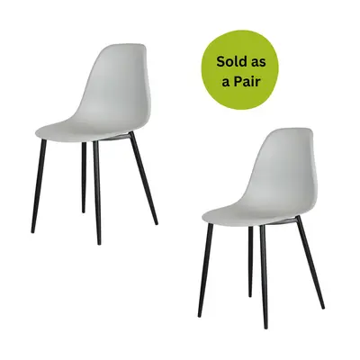 (Grey) Home Source Baldwin Pair of Curved Plastic Dining Chairs