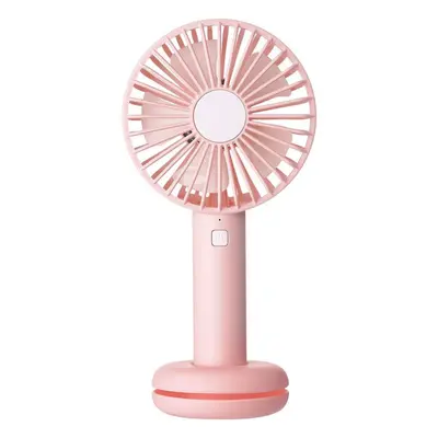 (Pink) Mini Electronic Desktop Clamp Design LED Night Light USB Rechargeable Fan