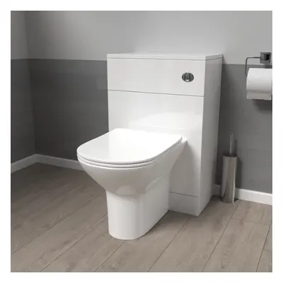 Nes Home 500mm WC Unit & Rimless Round Back To Wall Toilet With Cistern