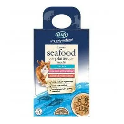 Hilife Its Only Natural Cat Pouch Multipack Luxury Seafood Platter In Jelly 5x50g (Pack of 4)