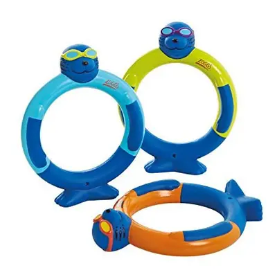 Zoggs Children's Zoggy Dive Rings Pool Toy and Game (Pack of 3), Blue/Lime/Orange, One Size