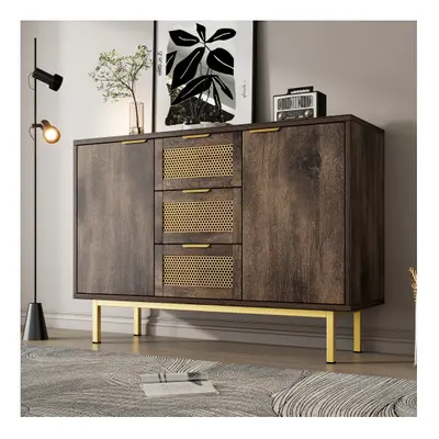 (with drawers and doors) Metal Handles Sideboard Cabinet,Dresser,Dark brown