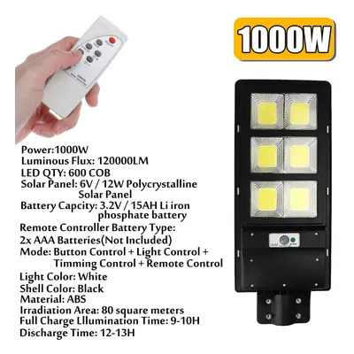 (1000W) 800-2000W 400/600/800 COB Solar Wall Street Light PIR Motion Garden Lamp Remote