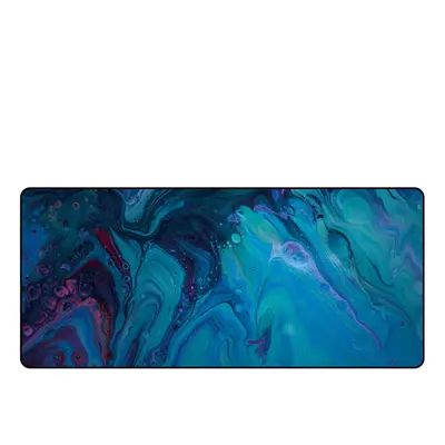 (Blue) Extra Large Mouse Pad Liquid Style Anti-slip Rubber Gaming Keyboard Pad 900*400*4mm Deskt