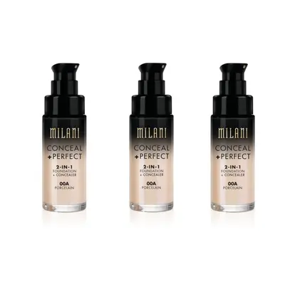 Milani Conceal And Perfect In Foundation + Concealer Porcelain 30ml x3