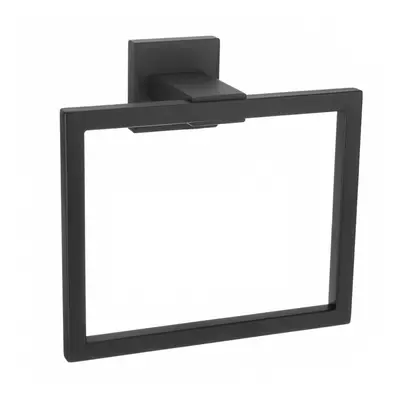 (Black) Chrome Modern Bathroom Wall Accessories Square Towel Ring Holder Rack