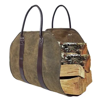 Perfeclan Fireplace Carrier Canvas Sturdy Wood Carrying Bag Firewood Logs Tote Holder with Handl