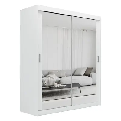 (150cm/+ drawers, White) ELUKS Modern Sliding Door Wardrobe SKY