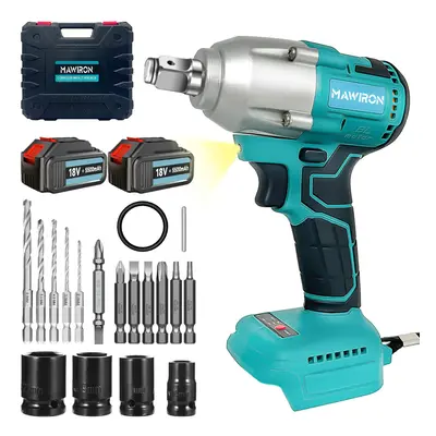 Impact Wrench Brushless Driver Cordless Rattle Gun Socket+5.5A 2Battery-Makita Compatible