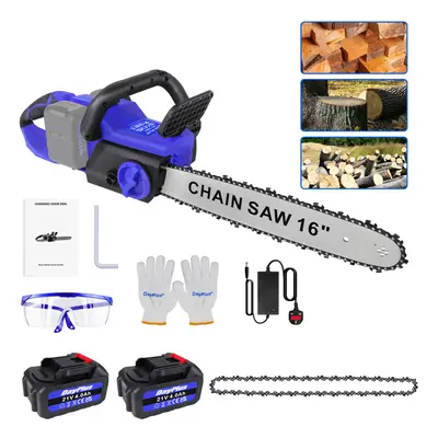 (16-Inch Chainsaw Automatic Chain Lubrication with Two Batteries) Brushless Mini Chainsaw 4/6-In