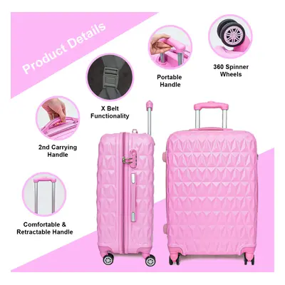 (PINK) Medium Suitcase Hard Shell Trolley Wheel spinner