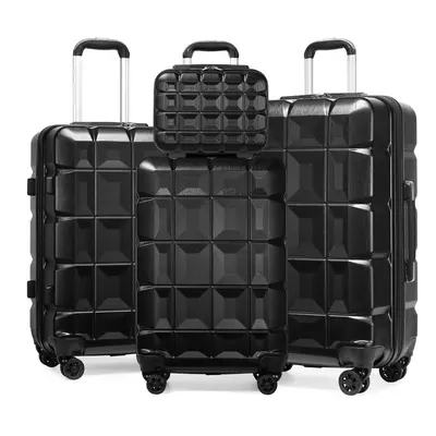 (Black) or Pieces Lightweight Hard Shell ABS Suitcase With TSA Lock