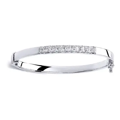 Jewelco London Girls Sterling Silver Princess Cut Cubic Zirconia Eternity Baby Bangle Bracelet -