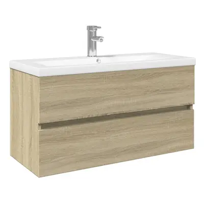 (sonoma oak, x 38.5 x cm) vidaXL Bathroom Furniture Set Cabinet Engineered Wood