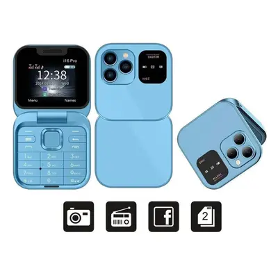 (blue) Mini Fold Mobile Phone 2g Gsm Dual Sim Card Speed Dial Video Player Magic Voice 3.5mm Jac