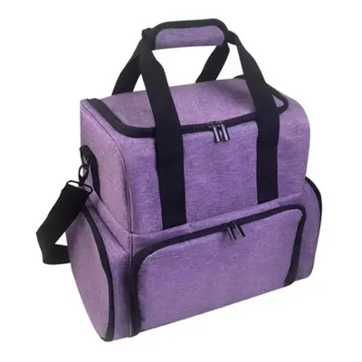 (purple) Extra Large Nail Polish Organizer Case With Handle High Capacity Zipper Closure Manicur