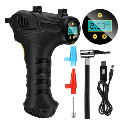 (black, Wired style) Newly Upgraded Handheld Car Air Pump 4000mah Battery High-definition Digita