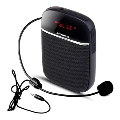 (black) Portable Voice Amplifier For Teachers With Wired Microphone Headset Waistband Rechargeab