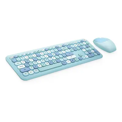 (blue) Mofii Keyboard Mouse Combo Wireless 2.4g Mixed Color Key Keyboard Mouse Set With Round Pu