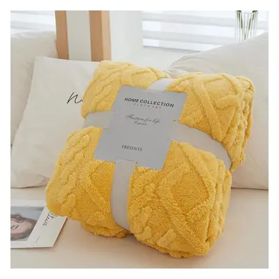 (yellow, 200*230cm) Thick Winter Blanket Throw Soft Warm Wool Blankets For Beds Plaid Taff Cashm