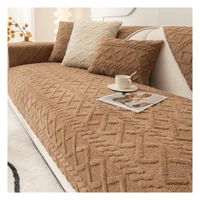 (coffee, W90 x L240cm 1pc) Soft Winter Warm Plush Sofa Covers Slipcovers Sofa Towel Non-slip Cou