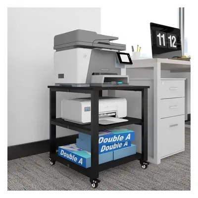 (3-Tier Black) 3-tier laser printer rack with storage 50x50x57.5cm