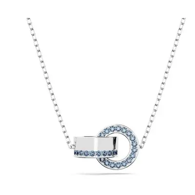 Swarovski Hollow Interlocking loop Blue Rhodium Plated Pendant