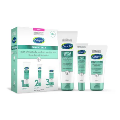 Gentle Clear Blemish Control 3-Step Routine Skincare Kit with Salicylic Acid, Face Cleanser 124m