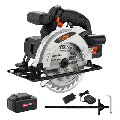 (Two Batteries) Cordless Circular Saw 4.0Ah Lithium-Ion Battery TEENO,4000RPM Electric Brake,Adj