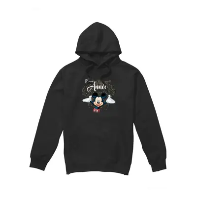 (M, Black) Disney Mens French Mickey Mouse Fireworks New Year Hoodie