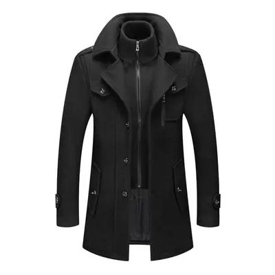 (black, XXL) Men&apos;s Fashion Warm Autumn&winter Jackets Trench Herrenmantel Coat For Men Doub