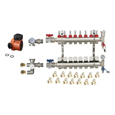 (8 PORT) Water Underfloor Heating Kit - Ports with Pump and Blending Valve Set