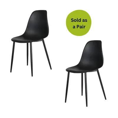 (Black) Home Source Baldwin Pair of Curved Plastic Dining Chairs