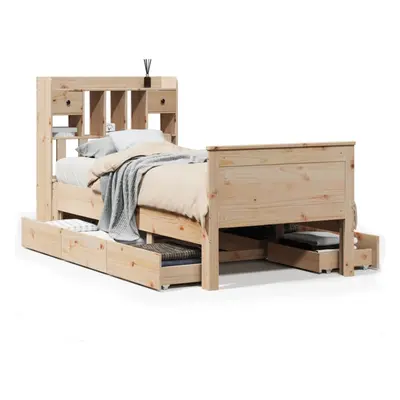 (natural, x cm) vidaXL Bookcase Bed without Mattress Home Bed Frame 90x200 cm Solid Wood Pine