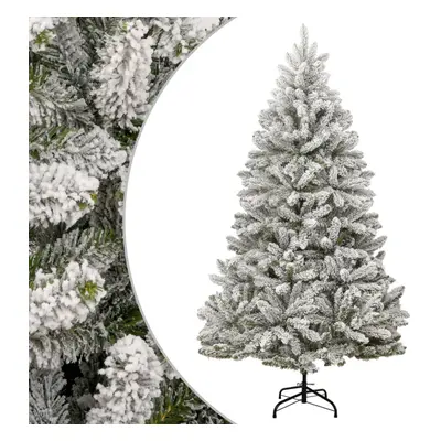 vidaXL Artificial Hinged Christmas Tree Pre Lit Xmas Tree with Flocked Snow